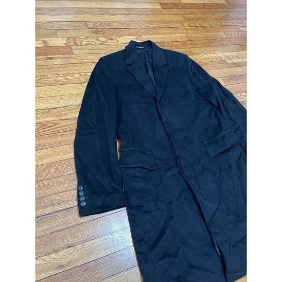 Hugo Boss Colombo Wool & Cashmere Overcoat Mens Size US 44R Black Soft Long Coat - Picture 2 of 8
